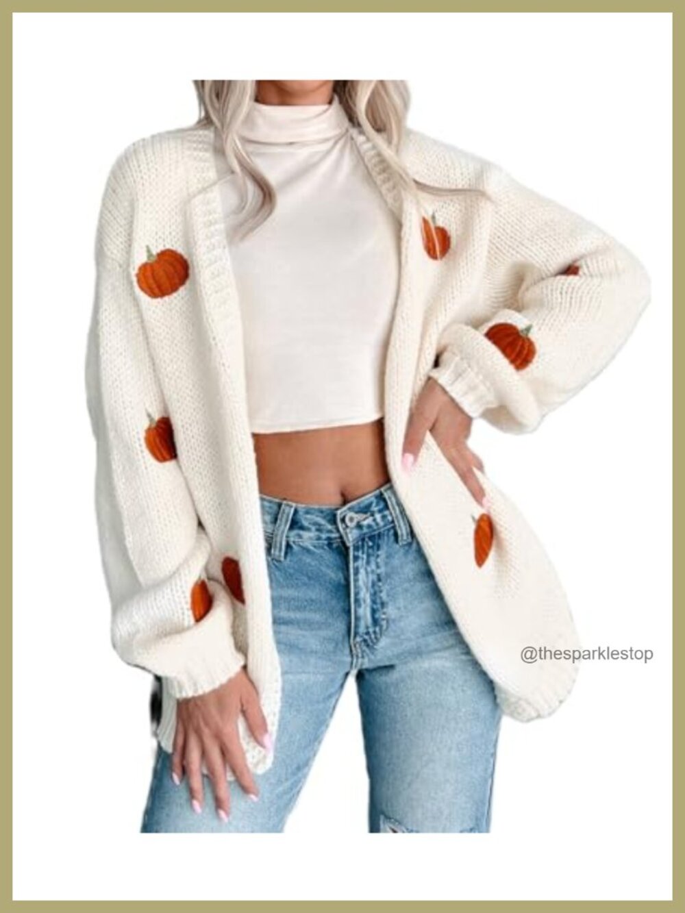Women's Pumpkin Cardigan Long Sleeve Open Front Lightweight Knit Sweater
